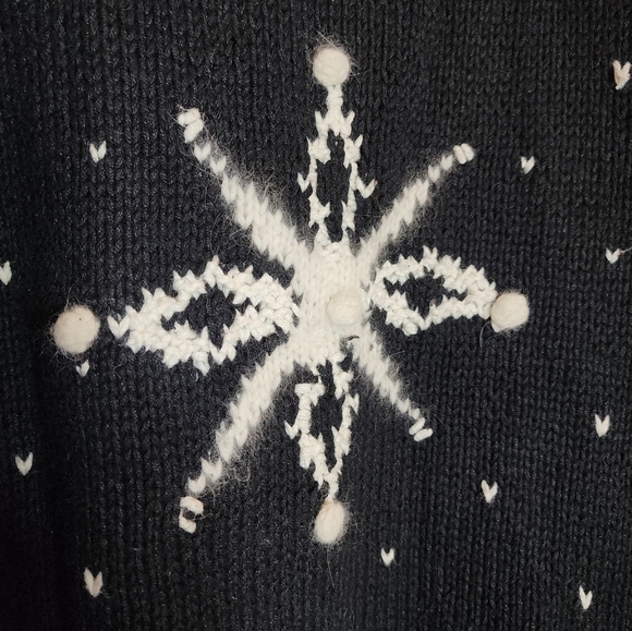 NWT Vintage Lauren Hansen Hand Knitted Snowflake Reindeer Sweater L Ramie Cotton - Picture 13 of 17